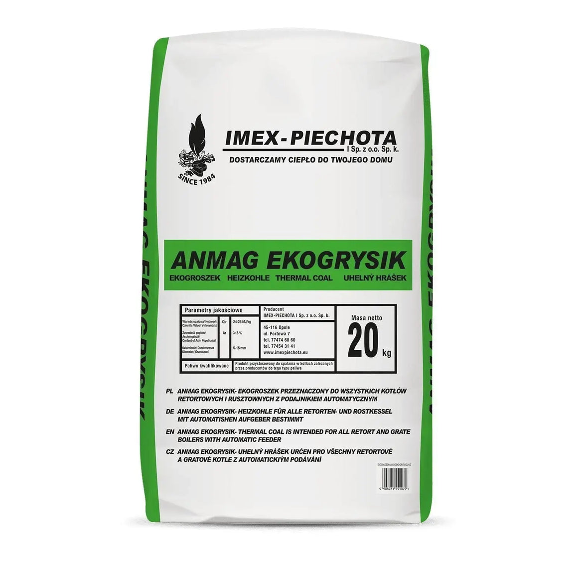 ANMAG Steinkohle 5 - 15 mm 20kg x 50 Sack 1000kg Palette SOMAREH