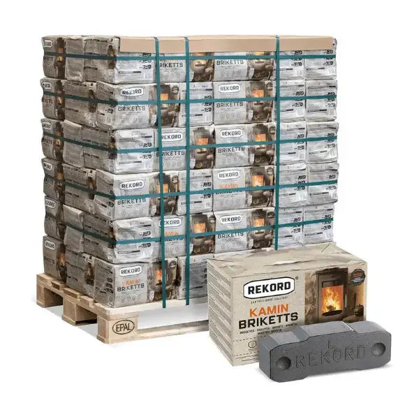 REKORD Braunkohlebriketts 900 kg Palette - Dauerbrandgeeignet SOMAREH