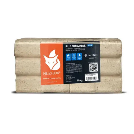 Heizfuxx Weichholzbriketts 960 kg – RUF-Form, 96 x 10 kg, DIN-zertifiziert, Palette SOMAREH