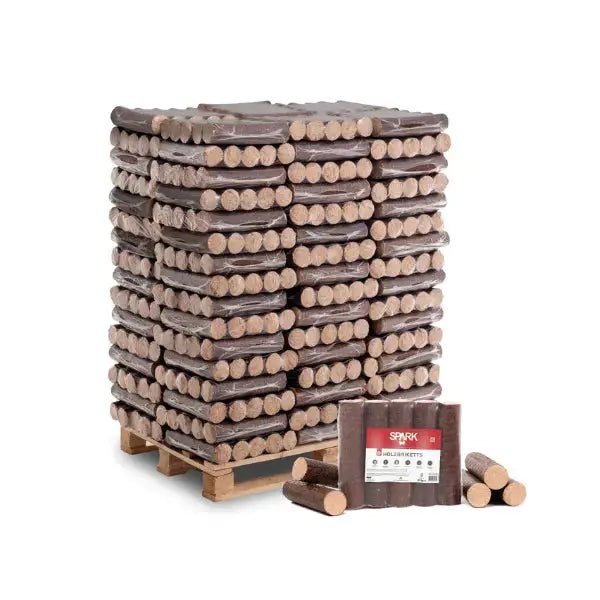 SPARK Holzbriketts rund 960 kg Palette (96 x 10 kg), aus Buchenholz, ohne Zusätze SOMAREH