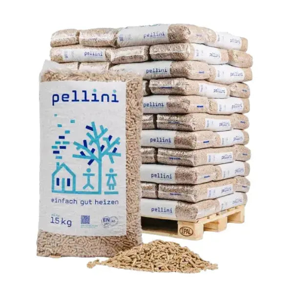 Holzpellets 6 mm Pellini – 990 kg Palette (66 x 15 kg), zertifiziert ENplus A1 & DINplus SOMAREH